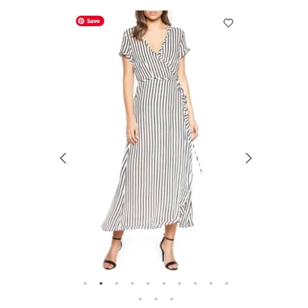 Bardot Adie Stripe Midi Wrap Dress